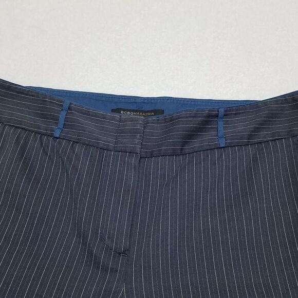 BCBGMaxAzria Amanda Gray Blue Pinstripe Wide Leg Slacks Trousers 8 - Picture 9 of 16